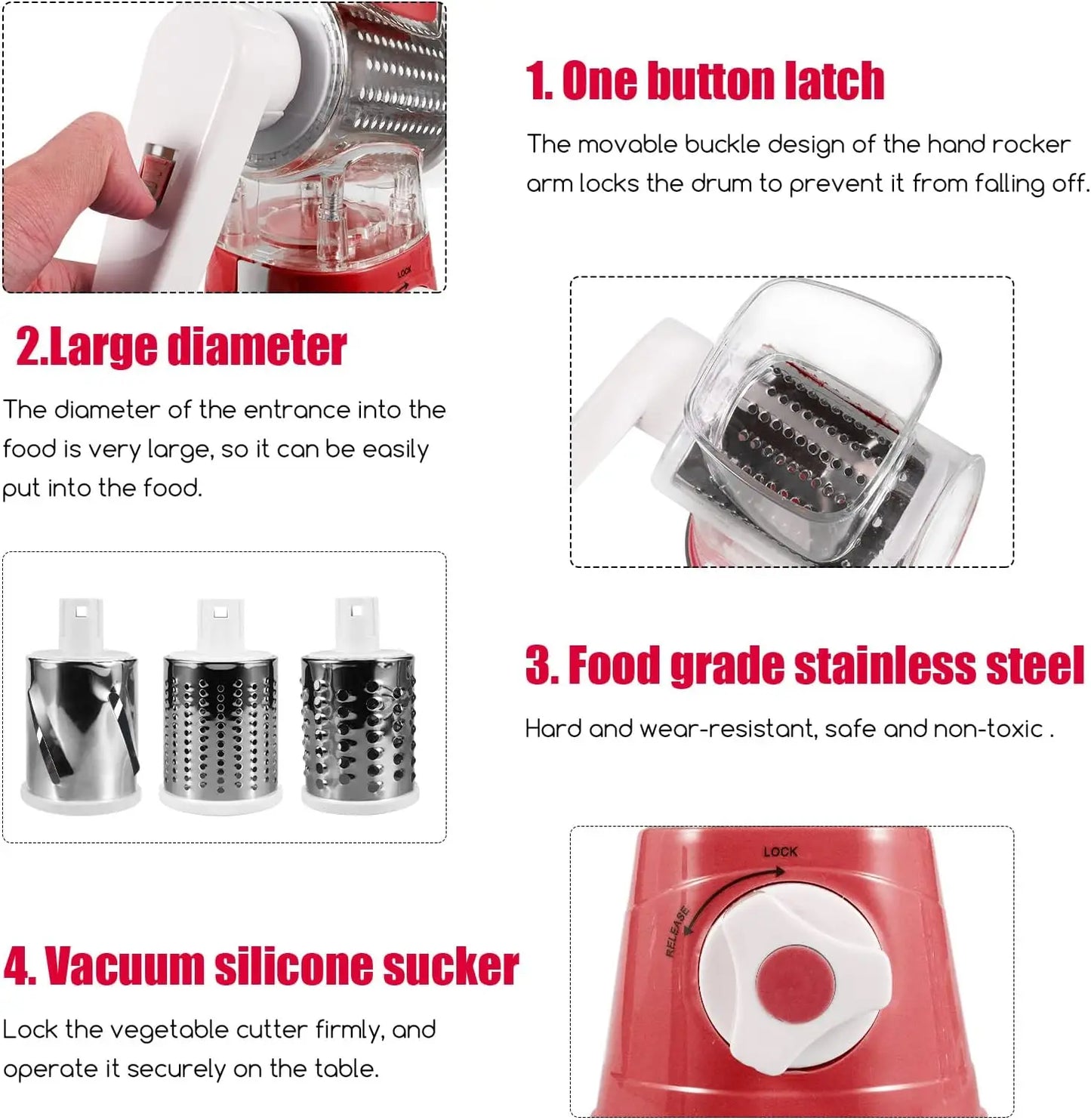 3-in-1 Rotary Cheese and Vegetable Grater