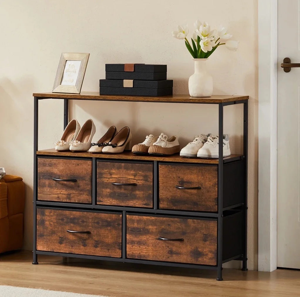 JHK 5-Drawer Shoe Cabinet – Multi-Function Storage Dresser