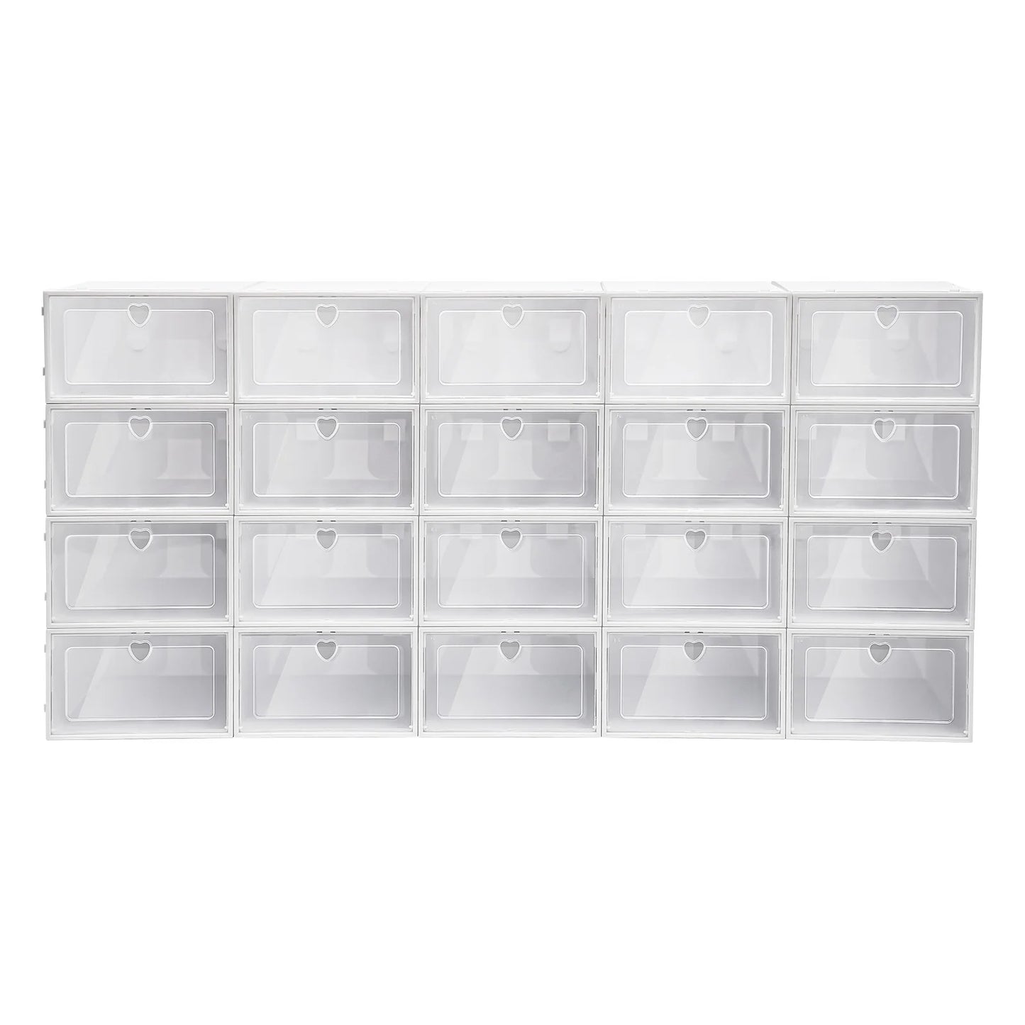 20-Pack Clear Stackable Shoe Storage Boxes with Lids – Space-Saving Sneaker Organizer Bins