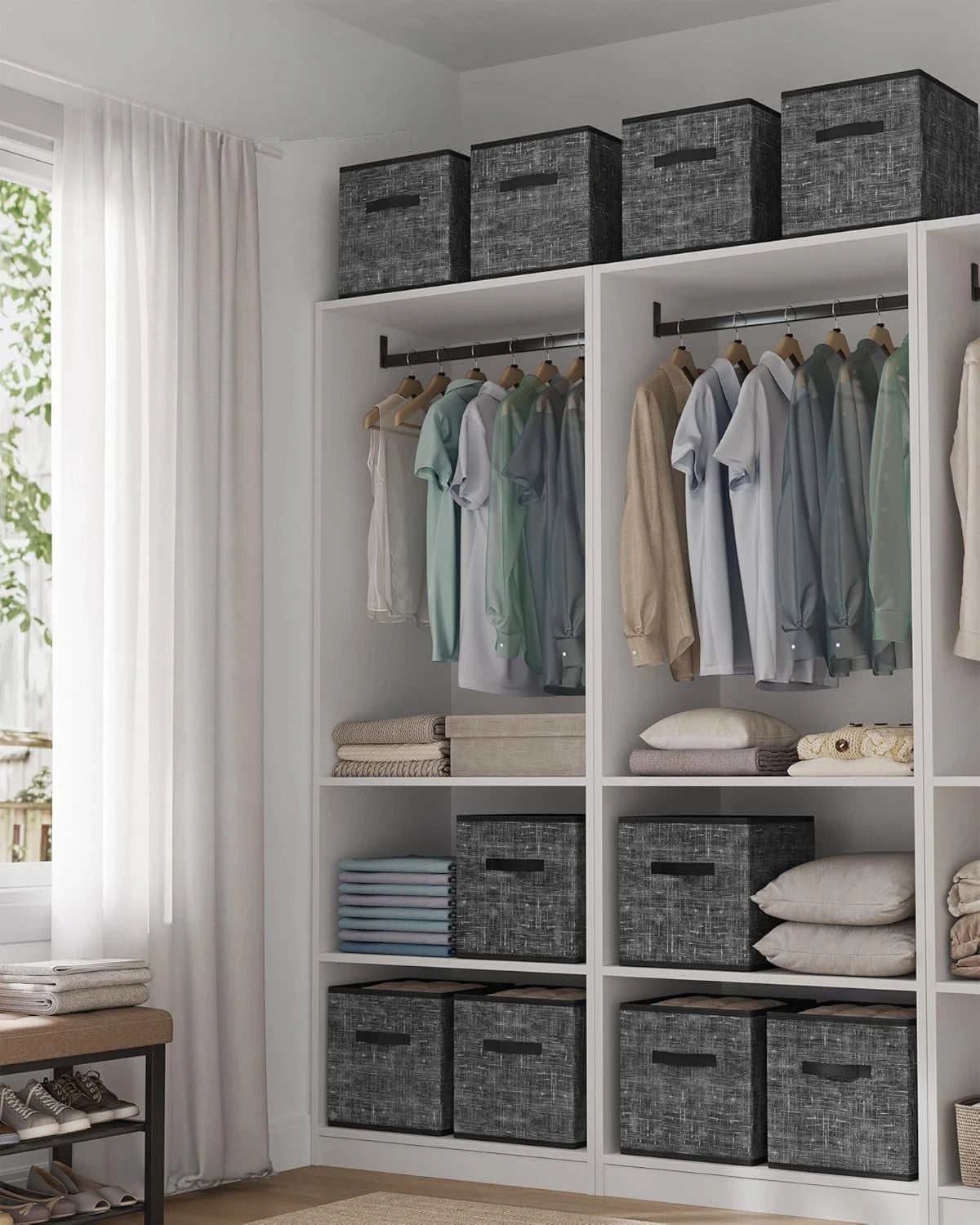 13-Inch Fabric Storage Cubes (Set of 10) – Foldable Closet Organizers with Double Handles
