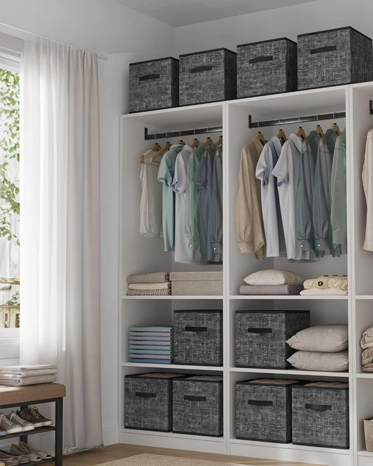 13-Inch Fabric Storage Cubes (Set of 10) – Foldable Closet Organizers with Double Handles