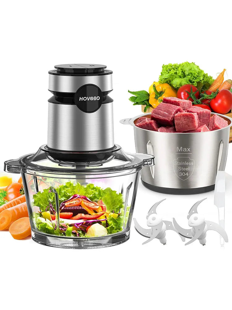 500W 2-Speed Electric Food Processor & Meat Grinder