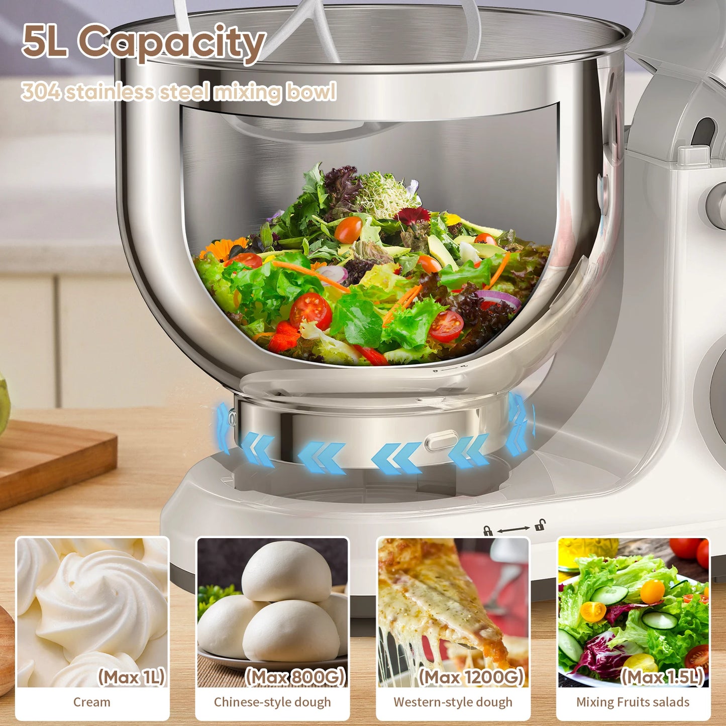 BioloMix 1200W Stand Mixer with Digital OLED Screen