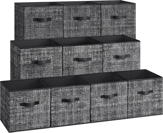 13-Inch Fabric Storage Cubes (Set of 10) β Foldable Closet Organizers with Double Handles