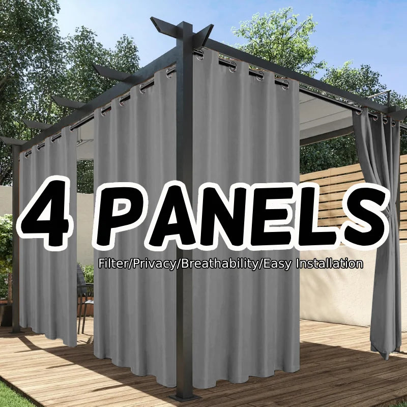 Waterproof Outdoor Privacy Curtains – Set of 4