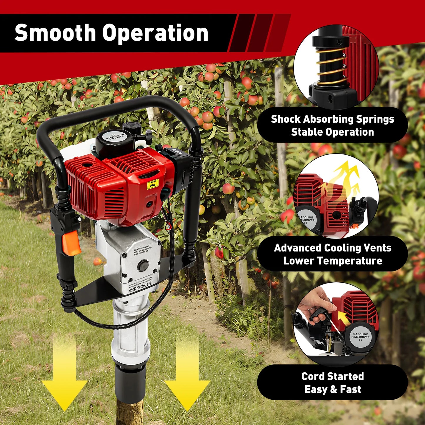 52cc Gasoline Powered Post Driver for Garden Fencing