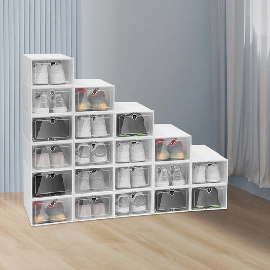 20-Pack Clear Stackable Shoe Storage Boxes with Lids β Space-Saving Sneaker Organizer Bins