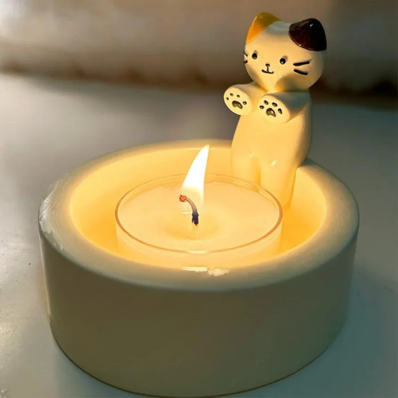 Cute Cat Candle Holder – Ceramic Aromatherapy Decor