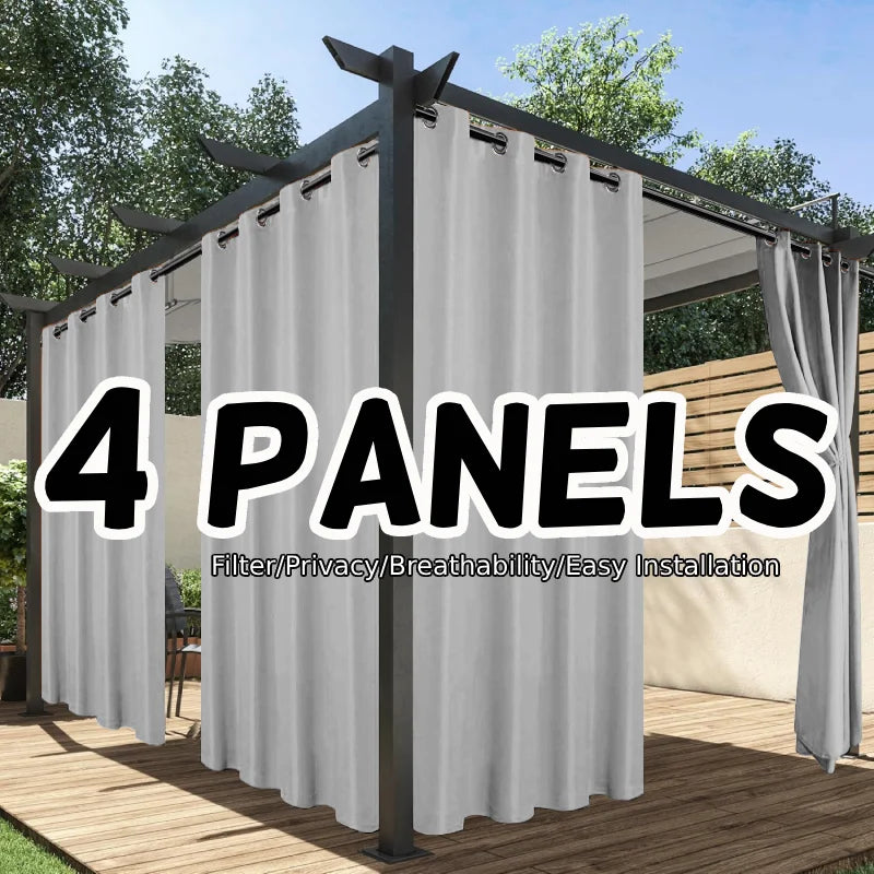 Waterproof Outdoor Privacy Curtains – Set of 4
