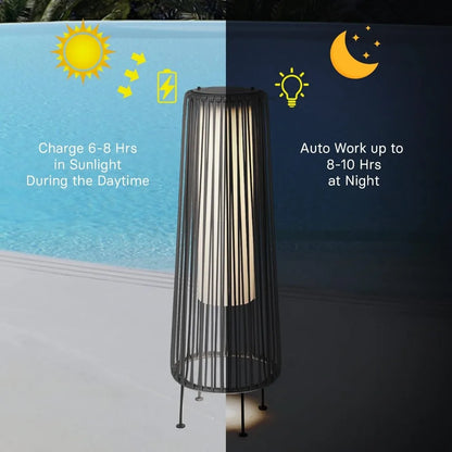 Wicker Solar Floor Lights – 2-Pack Outdoor Waterproof Patio Lamps