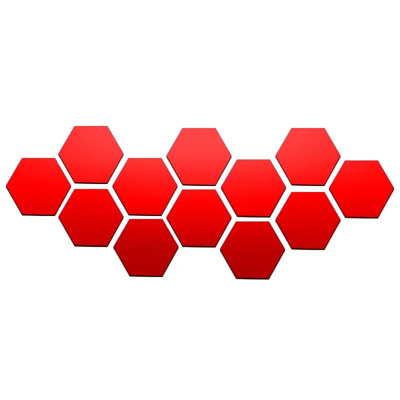 3D Hexagon Mirror Wall Stickers – Rose Gold (6/12pcs Set)