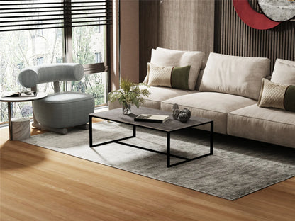 Grey Sintered Stone Coffee Table – Rectangular with Black Metal Frame