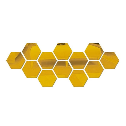 3D Hexagon Mirror Wall Stickers – Rose Gold (6/12pcs Set)
