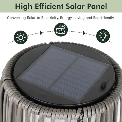 Wicker Solar Floor Lights – 2-Pack Outdoor Waterproof Patio Lamps