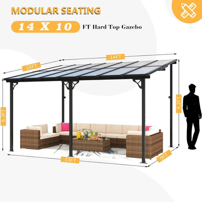 Wall-Mounted Gazebo Pergola with Sloped Roof