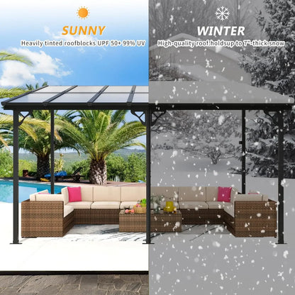 Wall-Mounted Gazebo Pergola with Sloped Roof
