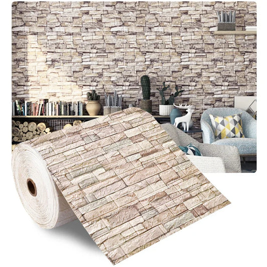 3D Self-Adhesive Foam Brick Wallpaper – Antique Style (70cm x 1/5/10m)